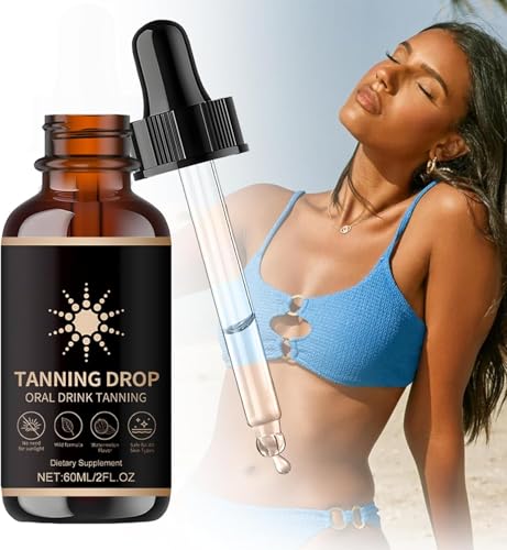 Tanning Drops To Drink, 60ML Oral Tanning Drops for Face and Body, Tans Without Sun, Enhancing Natural Skin Tone for All Skin Types