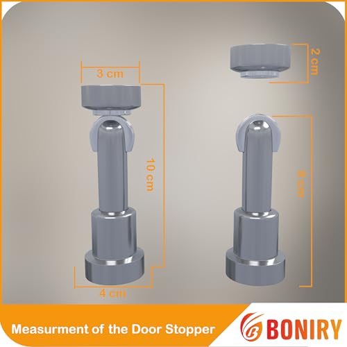 Image of Boniry Premium Magnetic Door Stopper | Durable, Stylish & Rustproof | Protects Doors | Strong Hold, Easy Installation, Perfect for Home & Office Use (4, Satin Black)