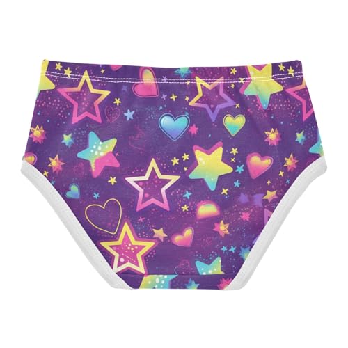 Wusikd Neon Color Girls' Underwear Cotton Stars Hearts Girls Briefs Soft Toddler Underwear 2T2