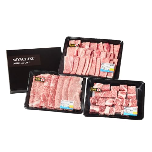 ミヤチク 宮崎牛 肩ロース満喫セット(焼肉500g・スライス500g・サイコロ400g)