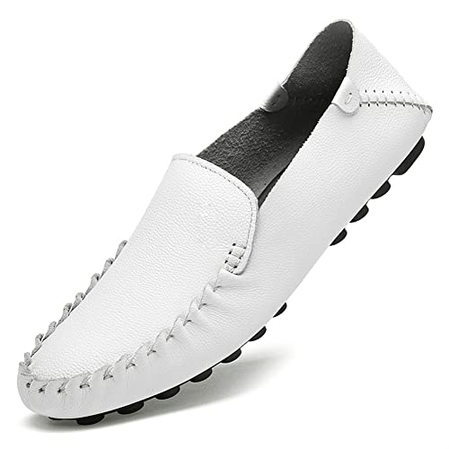 Men's Loafers Shoes Genuine Leather Rubber Sole Stitching Details Round Toe Simple Anti-Slip Flat Heel Slip Resistant Wedding Walking Slip-ons