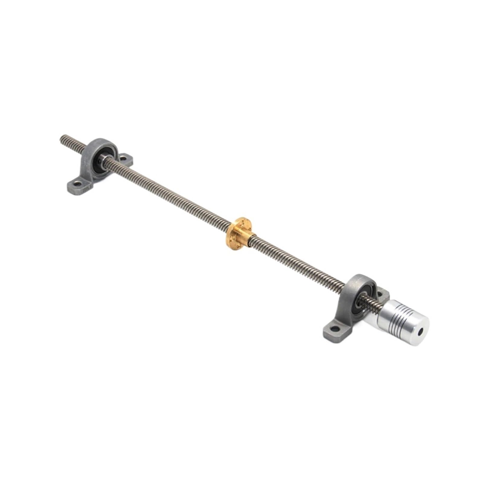 Metal Ball Screw nut T8 Lead Screw Set Lead 2mm 100mm-600mm with Nut+KP08 Vertical Bearing Bracket+D19L25 5 * 8 Mm Coupling(150mm)