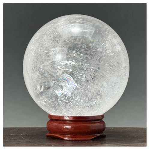Bola de cristal de cuarzo blanco natural de 52mm con soporte para collar 2