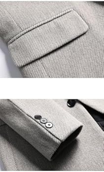 Trenchcoat Mannen Single Breasted Wolmix Jas, Notch-revers Enkele