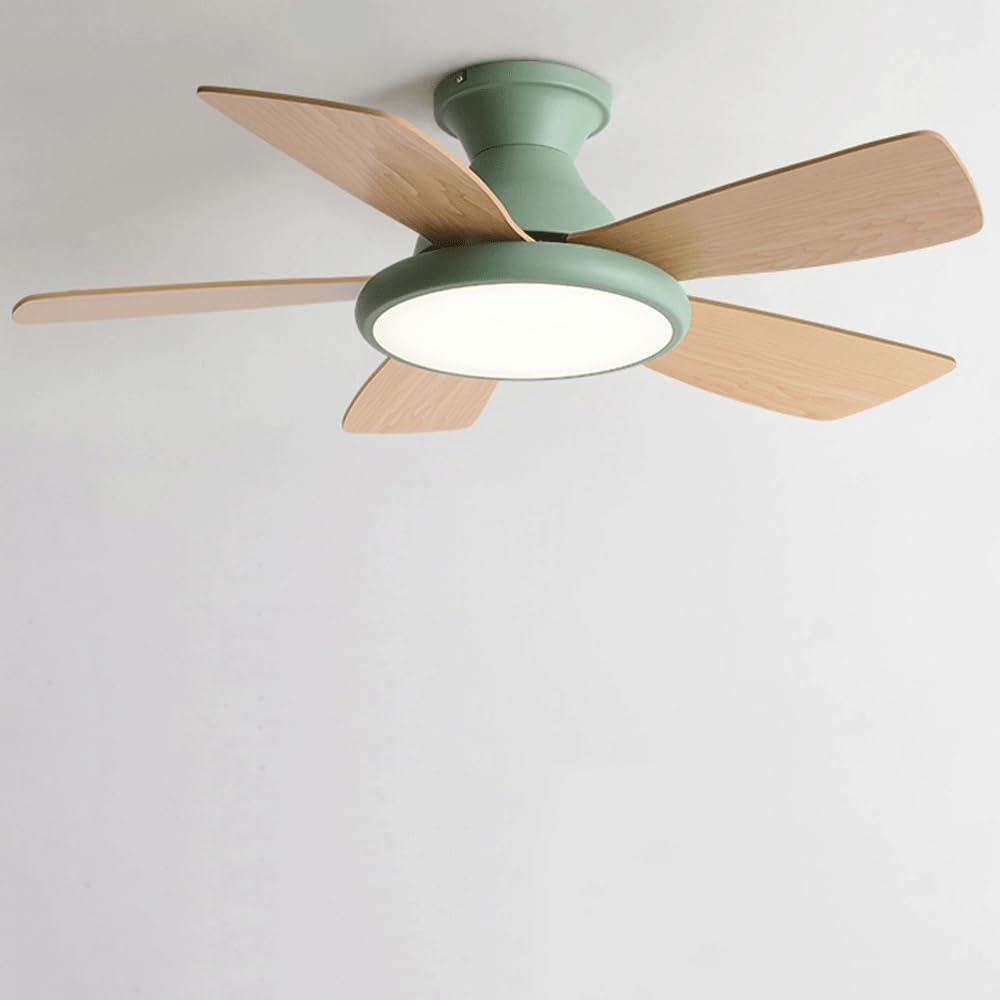 Ventilateur Plafond Lumières Télécommande Ventilateurs Plafond Encastrés Ferme Lumières 6Vitesses Ventilateur Plafond Réversible Silencieux Ventilateur Plafond Vert Clair Ventilateur Éclairage