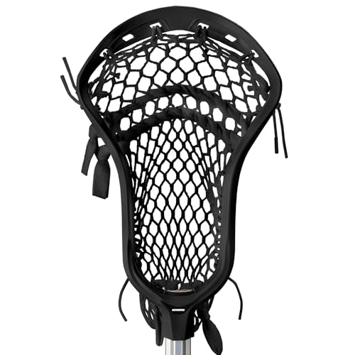 Silverfin Camber Lacrosse Head Strung for Men Attack/Midfield (Black)