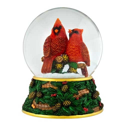 120MM Festive Cardinals Musical Snow Globe by The San Francisco Music Box Company