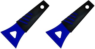 FALVFUN Ice Scraper for Car Windshield, 2PCS Plastic Handheld Vehicle Window Snow Frost LCE Remover Cleaning Freezer with Non-Slip Handle, Auto Freezer Shovel Defroster, Universal Fit (Blue)