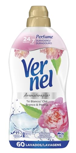Vernel Suavizante Concentrado para la Ropa Aromaterapia Té & Peonia (60 Lavados), suavizante de ropa para una experiencia aromática de hasta 200 días, suavizante líquido