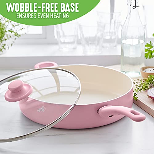 Greenlife Soft Grip Healthy Ceramic Nonstick, 5QT Saute Pan Jumbo Cooker with Helper Handle and Lid, PFAS-Free, Dishwasher Safe, Pink - Thumbnail 5