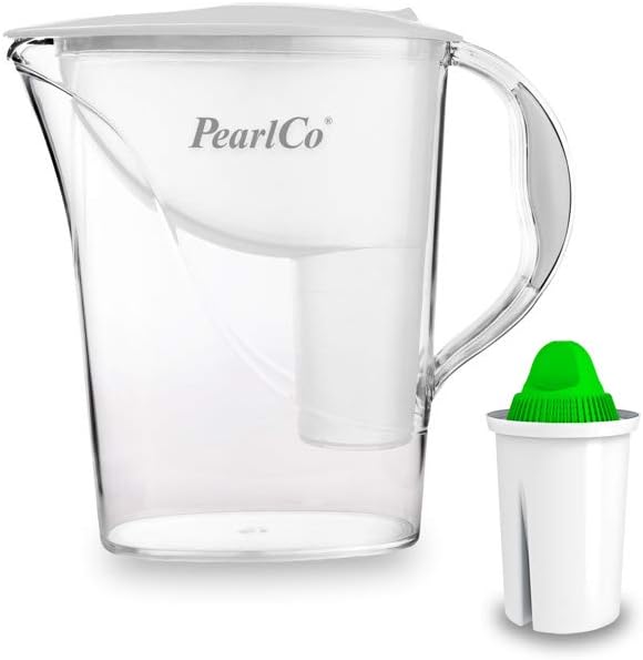 PearlCo - standardowy filtr wody (biały) z 1 alkalicznym wkładem filtrującym Classic  pasuje do Brita Classic