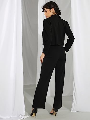 Image of KOTTY Women's Solid Relaxed Fit Full Sleeve Co-ord Blazer and Trouser Set.