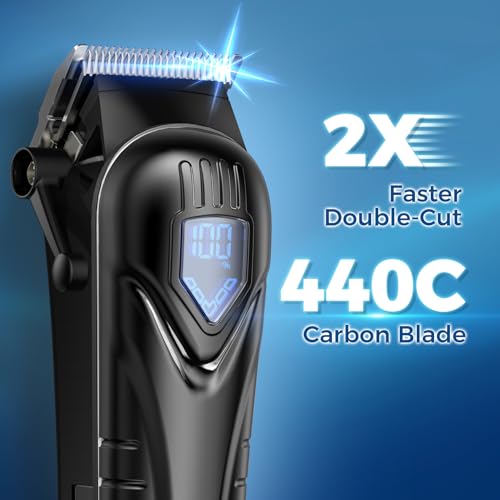 Tondeuse à cheveux professionnelle longue autonomie avec écran LED et ciseaux inclus - 5