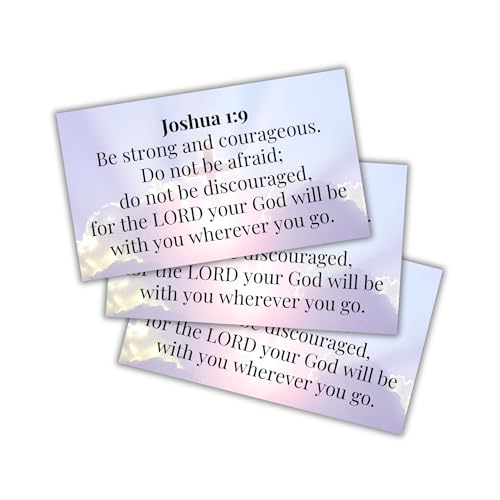 Joshua 1:9 Bible Verse Wallet Card | 30pk 2x3.5” Jewelry Be Strong and Good Courage Poster Wall Art Bracelet Driving Keychain First Time Drivers Angels