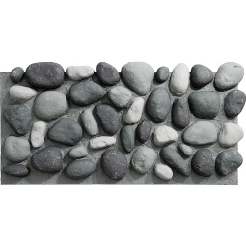 EverStone River Rock Faux Rock Panel, 49"W x 24 3/4"H x 3"D, Azure Stone Color