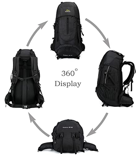 Foto von Doshwin 70L Trekkingrucksack Campingrucksack Reiserucksack Wanderrucksack Großer Rucksack für Damen Herren (Schwarz)