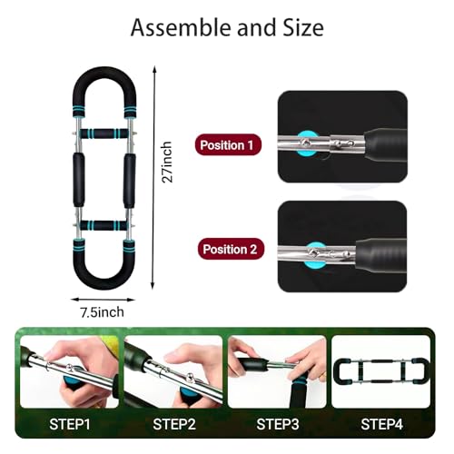 Twister Arm Trainer-Adjustable 40-90lb Arm & Chest Strengthener , Portable Twister Bar for Home Gym, Men & Women- Full Upper Body Workout & Muscle Builder Gift for Father's Day（30kg by Tgxncsd - Image 4