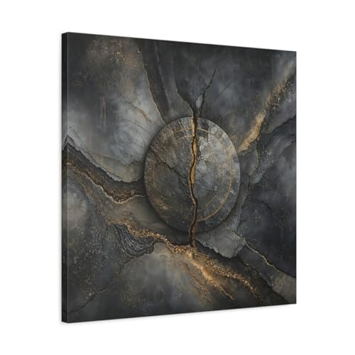 Tableau abstrait gris et or 60x60 cm pour decoration salon moderne