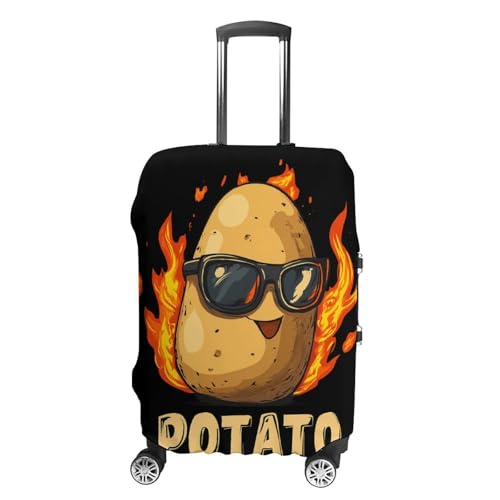 Cool Potato with Flames Luggage Covers Washable Travel Suitcase Cover Elastic Baggage Protector