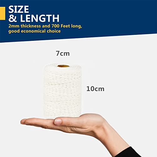 Image of PerkHomy Cotton Butchers Twine String 700 Feet 2mm Twine for Cooking Food Safe Crafts Bakers Kitchen Butcher Meat Turkey Sausage Roasting Gift Wrapping Gardening Crocheting Knitting