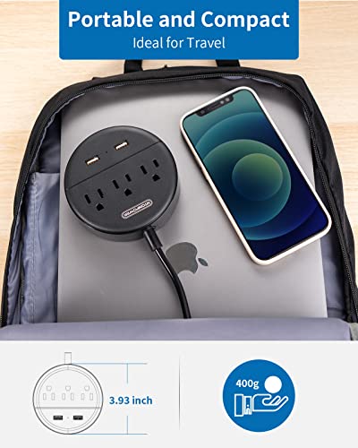 2 Prong Power Strip, Ntonpower 2 Prong To 3 Prong Outlet Adapter, 10 Ft Extension Cord With Rotatable Plug, Wall Mountable, 3 Ac Outlets & 2 Usb, Ideal For Travel Home Office Desktop, Black #TOP5