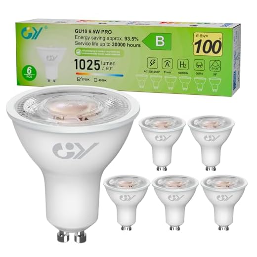 GY GU10 LED Lampe 6,5W (ersetzt 100W), 1025 Lumen Hochhelligkeit, 2700K Warmweiß, Energieklasse B, 36° Abstrahlwinkel Spot Strahler, Flimmerfrei Nicht Dimmbar, Energiesparende Birnen, 12 stück