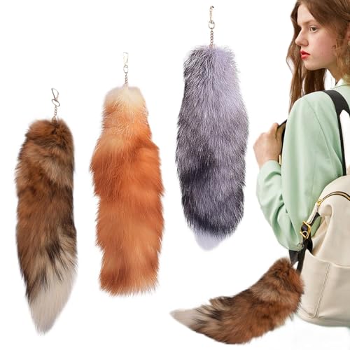 Porte-clés Queue de Renard Therian 40 cm pour personnaliser un sac à main banal