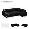 Belffin Corduroy Sleeper Sofa Bed with Storage Chaise Modular Sectional Sofa Couch with Pull Out Bed L Shaped Sectional Couches for Living Room Black Couch