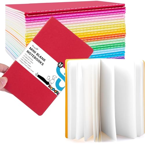 Koogel 24 Pack Mini Pocket Notebooks, Small Blank Notebooks 3.5 x 5.5 Inch