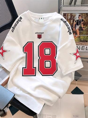 Image of SXV STYLE Chicago Sports Jersey, Number 18, Black with Red Graphics, Short Sleeve T-Shirt