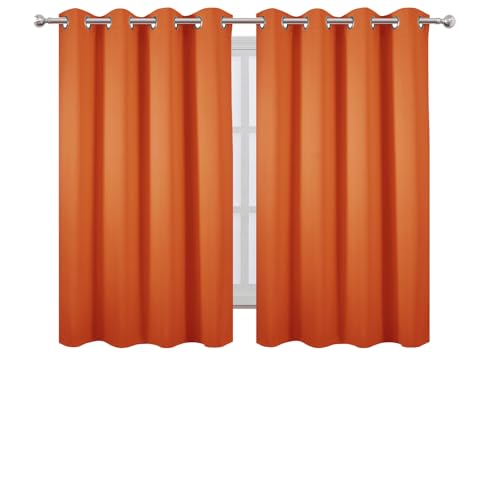 Image of LEMOMO Blackout Curtains 66 x 54 Inch Long Orange Curtains Set of 2 Panels Room Darkening Curtains for Bedroom and Living Room