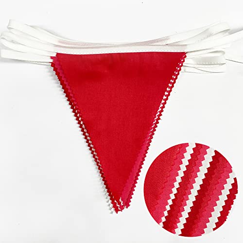 32Ft Red Pennant Banner Fabric Triangle Flag Bunting Garland Streamers For Wedding Engagement Bridal Shower Anniversary Bachelorette Birthday Party Home Outdoor Garden Hanging Festivals Decoration #TOP1