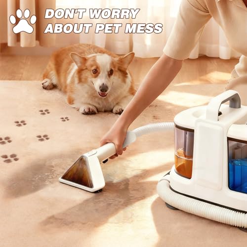 Coospider 18Kpa Portable Carpet Cleaner Machine, Powerful Suction with Cleaning Tools & Upholstery Cleaner, Couch Cleaning with Pet Stains Remover for Dog Bed, Furniture, Rug, Sofa, Car & Mattress by COOSPIDER - Image 3