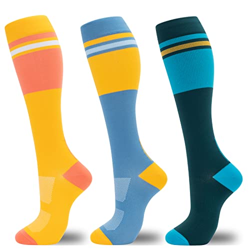 Image of fenglaoda Compression Socks for Women Men 3 Pairs Graduated Compression Support Circulation Socks for Nurses