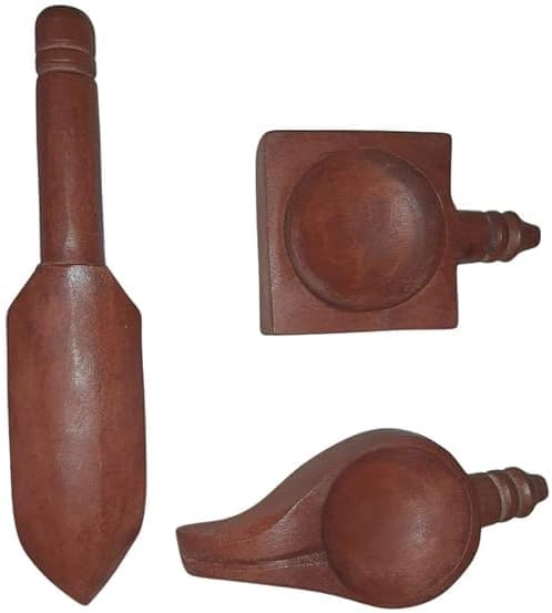 Wooden Hawan Puja Set Sruba, Srchi, Pranita Set of Havan Spoons for Pooja (Brown)