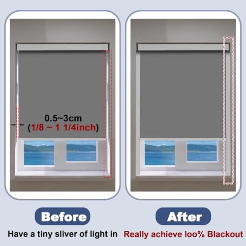 Light Blocking Roller Shade Strips - 2 Pack Black Aluminum U-Shaped Edge Side Tracks for Bedroom, Bathroom, Nursery & Office - 45cm/18in Privacy Protection