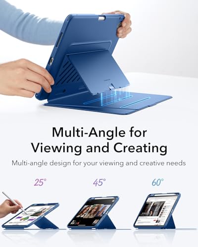 Image of ESR for iPad A16 Case, iPad 11th /10th Generation Case (2025 /2022) 11 Inch /10.9 Inch, Vertical Stand Cover with Pencil Holder, Ultra-Stable Magnetic Cover, Multi Stand Angles, Flip Series, Blue | (2025 /2022)