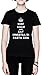 Keep Calm And Eat Minestra di Pasta con Pesce Nero Donna Maglietta Dimensioni XS Black Women's Tee Size XS
