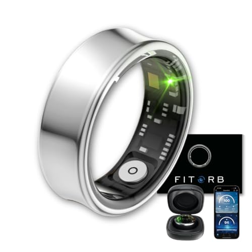 Fitorb Smart Ring Pro - Das Original. High-Tech Fitness- & Gesundheitsring, Schlafanalyse, 24/7 Aktivitätstracking. Temperaturmessung, Stress. Proberinge. (Neptun, Silber, 20,0 mm (10))