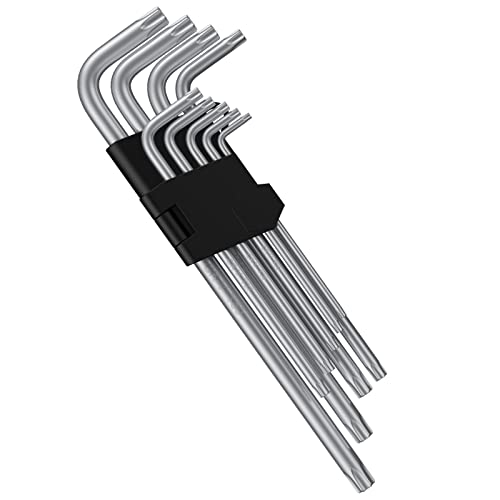 Juego de Llaves Hexagonales 9PCS Llaves Allen Hexagonales Juego de llaves Métricas Star Torx T10 T15 T20 T25 T27 T30 T40 T45 T50 Compacto y Práctico para Autos y Bicicletas Cover