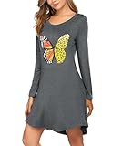 Photo Gallery hotouch camicia da notte a maniche lunghe con stampa a farfalla, grigio, s, #4 Photo Gallery hotouch camicia da notte a maniche lunghe con stampa a farfalla, grigio, s, #4