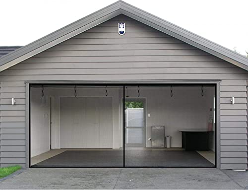 Garage Door Screen, 2 Car 15x7Ft Magnetic Closure Heavy Duty Weighted Bottom Screen Self Sealing...
