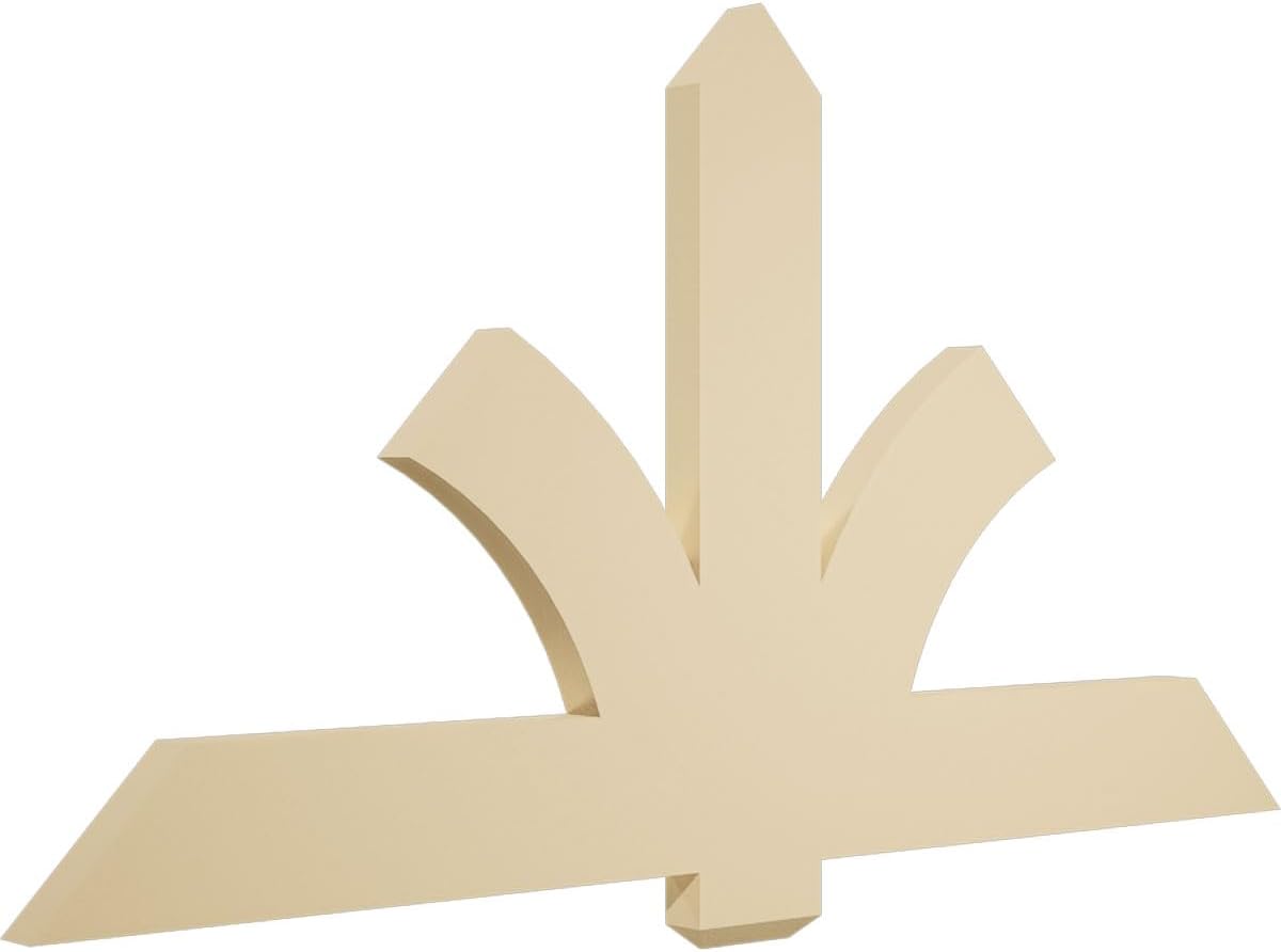 60"W x 32 1/2"H x 2"D x 6"F, 13/12 Pitch, Redmond Signature Urethane Gable Bracket, Primed Tan
