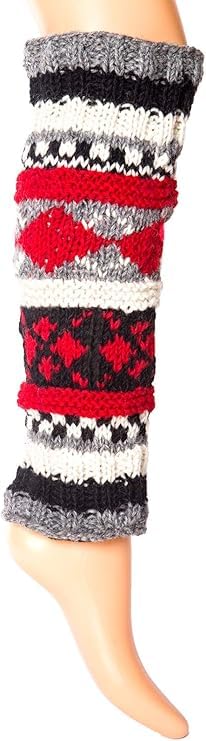 Image of Tibetan Socks Hand Knit Wool Fleece Lined Leg Warmers Boot Toppers