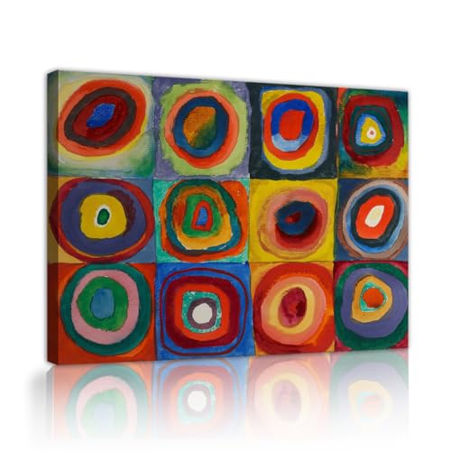 Toile murale art de style peinture célèbre carrés colorés avec cadre 45x60