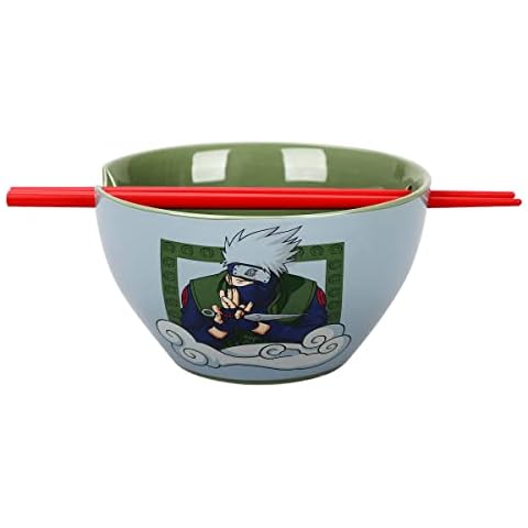 Bioworld Naruto Kakashi 20 oz Ramen Bowl With Chopsticks Cover