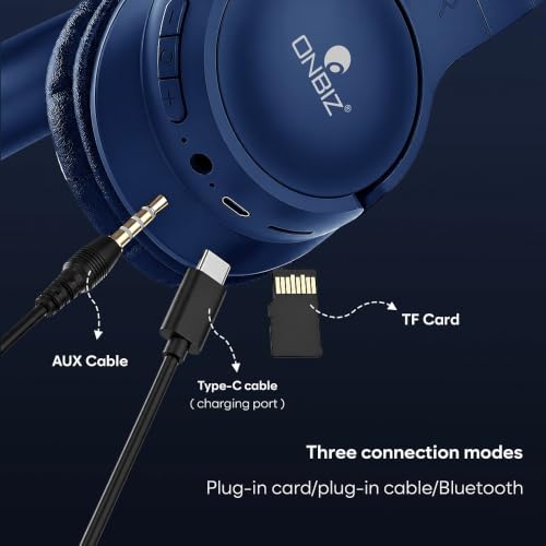 ONBIZ Premium Wired and Wireless Headphone Blue - Image 7