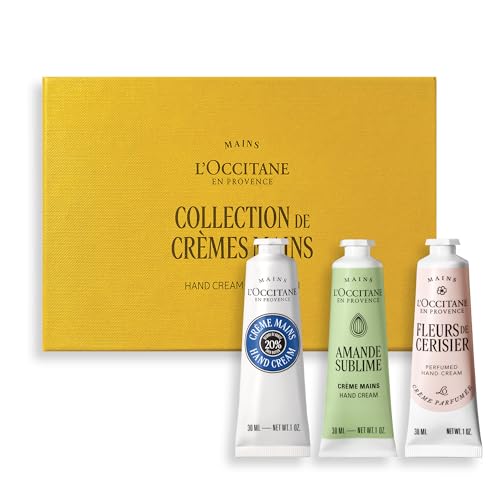 L'OCCITANE Hand Cream Collection, Shea Butter, Almond & Fleurs de Cerisier, Hydrating Mini Hand Cream Gift Set, Premium and Clean Beauty Bath and Body Gift for All