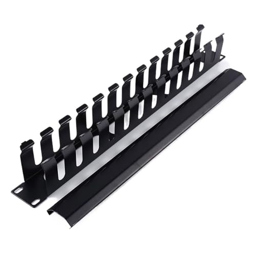 1U 19-inch Rackmount Cable Management - All Metal 24-Slot Horizontal Cable Manager Server Cable Organizer