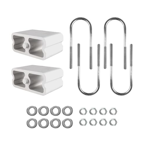 4 Inch Universal Leaf Spring Lowering Block Kit Compatible with 1983-1997 Nissan 720 & Hardbody Pickup - with U-Bolts & Hardware